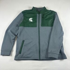 Michigan State Spartans Full Zip Jacket Rivalry Threads 91 Mens XL Green Gray